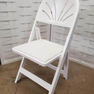 CHAIR, FOLDING WHITE PADDED