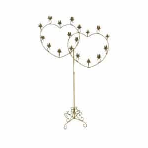 CANDLEABRA, DOUBLE HEARTSHAPED BRASS