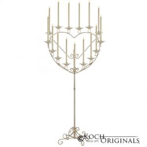 CANDLEABRA, SINGLE HEARTSHAPED BRASS