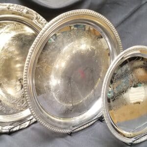TRAY, LARGE ROUND SILVER