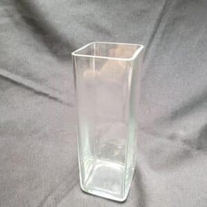VASE, SQUARE 8.5"Hx3" GLASS